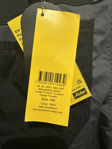 Pantalón de Trabajo Snickers 6251 Gris Negro Talla 46 Allroundwork Elástico W31 L32 Nuevo con Etiquetas - Imagen 9 de 9