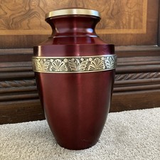 Adult 200 Cubic Inch Brass Crimson Funeral Cremation Urn for Ashes