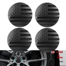 4PCS American Flag Car Wheel Center Caps, Wheel Center Cap Stickers, 56mm Black