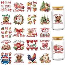 Christmas UV DTF Cup Wraps - 20 Sheets Farmhouse Highland Cow Uvd