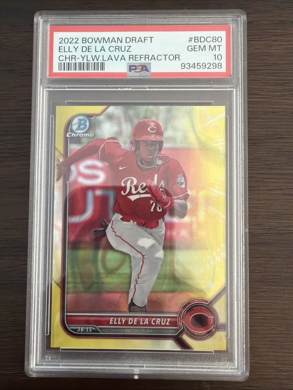 2022 Bowman Draft Elly De La Cruz #BDC-80 Yellow Lava Refractor /75 PSA 10 GEM