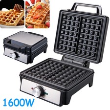 Image of 1600W Deep Fill Waffle Maker Dual Non-Stick Plate Adjustable Temperature Control