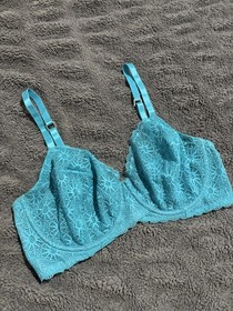 LA PERLA Studio Blue Turquoise Lace demi bra underwire mesh band