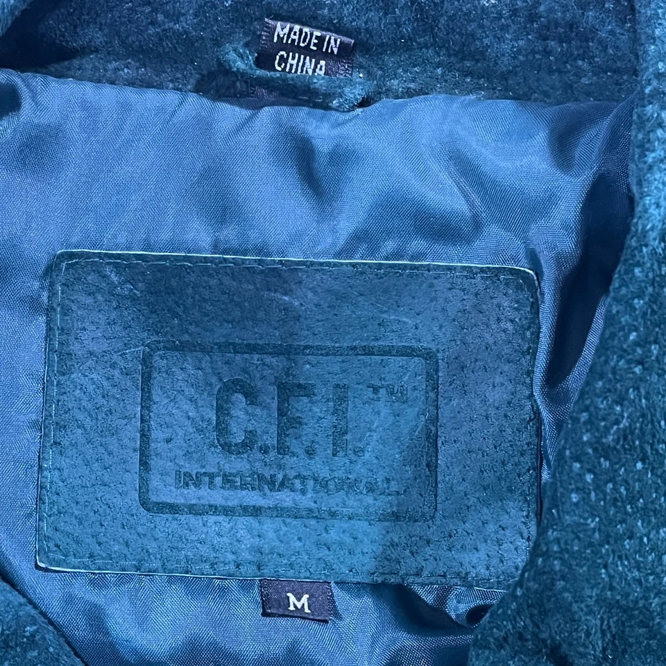 Vintage Suede Leather Jacket Mens Medium Flight Bomber Western 90s Full ZIp - Image 3 of 4