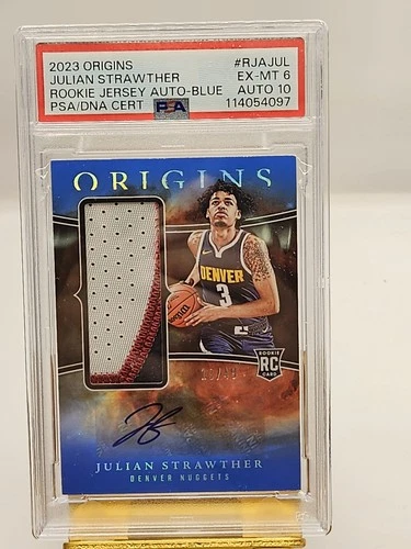 New ListingJulian Strawther 2023-24 Panini Origins #RJA-JUL /49 Prime Patch-Auto PSA 6-10