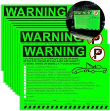 Illegal Parking Warning Stickers - Vibrant Green Parking Violation Notices - Sti