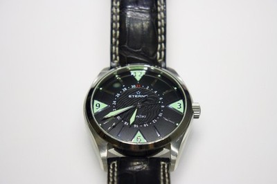 Vintage Eterna Kontiki Automatic Black Dial Black Leather Band Date