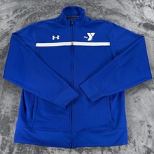 Under Armour YMCA Employee Full Zip Warm Up Blue Jacket Men Medium Athletic Team