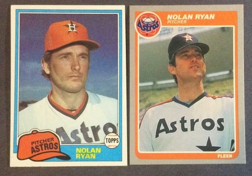 Nolan Ryan (2) Card Lot 1985 Fleer #359 & 1981 Topps #240 Houston Astros