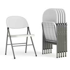 White Hercules Series Plastic Folding Event Chairs with Textured Seats, Lightwei