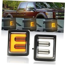 LED Sequential Switchback Side b. f250 side mirror marker, smoked lens E-shape
