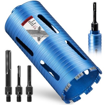 4 1/2'' Dry Core Drill Bit, 5/8''-11 Thread, with 3 Adapters Included: SDS Plus...