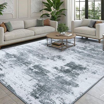 Teppich Wohnzimmer Schlafzimmer Büro 200x280cm Kunstwolle rutschfest grau