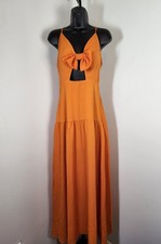 Shein Women's Bow Tie Cut Out Strappy Maxi Dress-Orange_SZ 6M