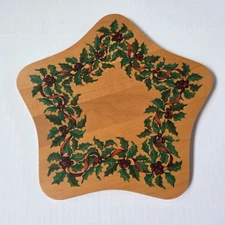 Longaberger Shining Star Basket Woodcrafts Lid Holly Berry Christmas READ