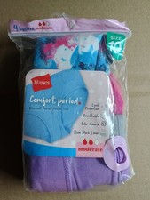 Hanes Girls Comfort Underwear Period Protection Panties Hipster 4 Pack Size 10