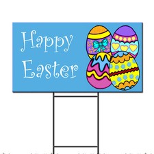 Happy Easter Eggs Corrugated Plastic Yard Sign /FREE Stakes