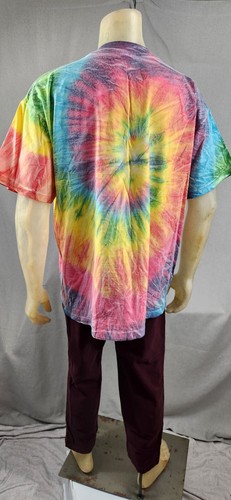 Vintage Jewel Tones Tie Dye Rainbow Spiral Single Stitch XL XLARGE T Shirt Top - Picture 4 of 6