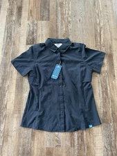 Women’s AFTCO Navy Blue Short Sleeve Snap Button Shirt NWT