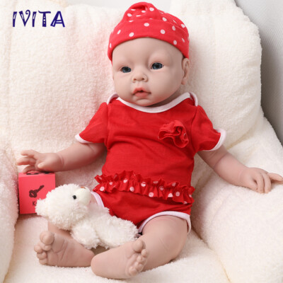 IVITA 20'' Reborn Baby Prematur Blue Eyes Mädchen Ganzkörper Silikonpuppe