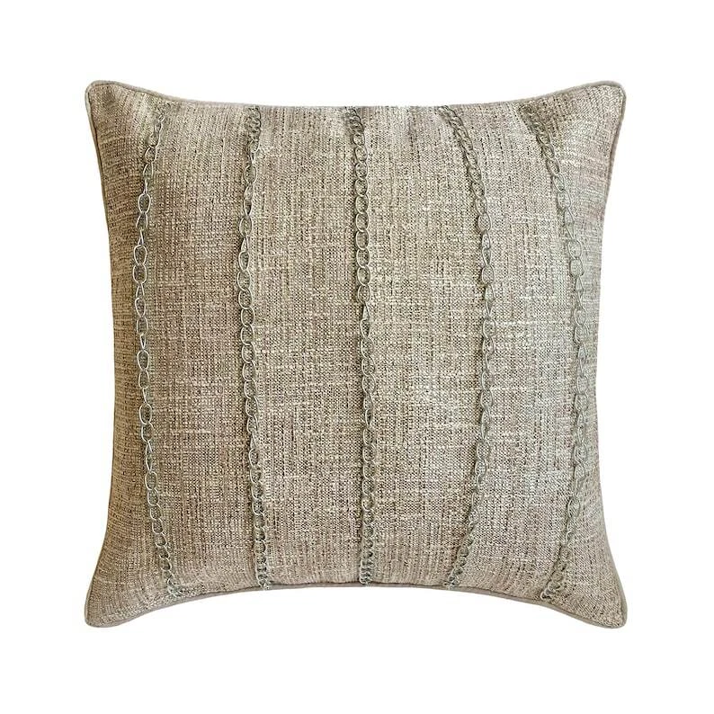 Square Decorative Pillow Case Grey 16"x16", Home Decor Jute - Chain Reaction