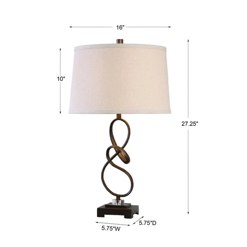 Uttermost Tenley Steel Crystal Table Lamp in Oil Rubbed Bronze and Light Beige - Picture 3 of 3