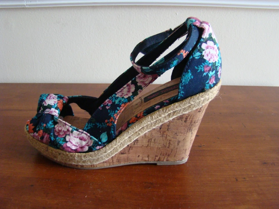 Материал девочки женщин туфли нам размер 8 M цветочный на танкетке сандалии ткани темно-зеленый и т. д. - Изображение 3 из 4