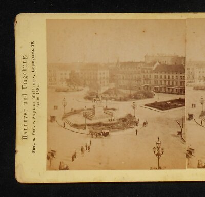 1894 Sophus Williams Stereoview Ernst August Platz Birdseye Hannover Germany