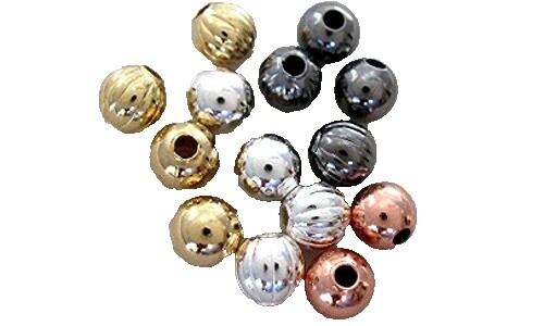 Gold Silver Tone Brass Beads Lot Round Carved Metal Spacer Beads - Foto 7