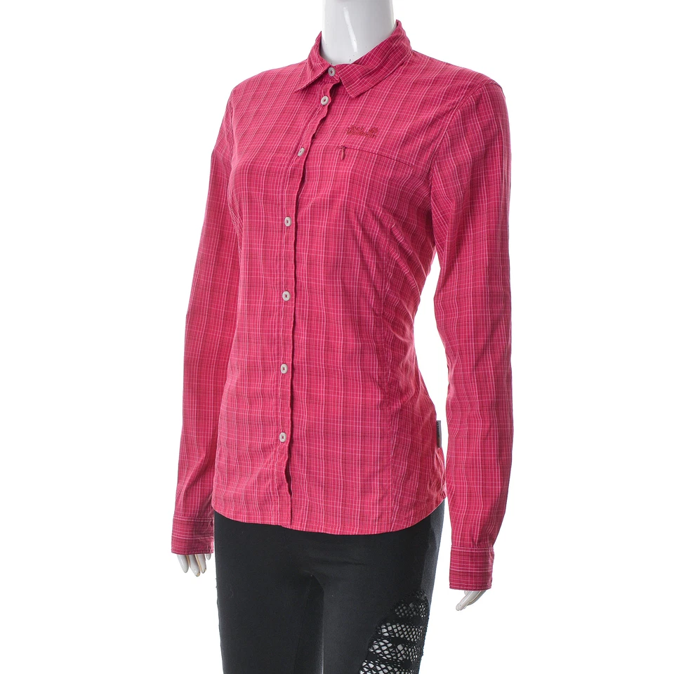 Jack Wolfskin Women Shirt Small S Pink Magenta Plaid Long Sleeve Button Up - Image 2 of 4