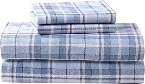 Brushed Cotton Flannel Twin Bedding Set - Perfect Holiday Gift, Mulholland Blue - Picture 4 of 15