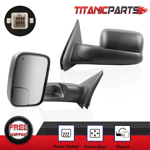 Tow Mirrors Power Heated For 03-08 Dodge Ram 1500/ 2500/ 3500 Passenger & Driver