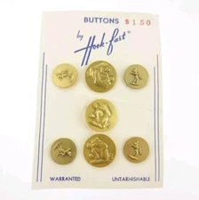 Set Vintage Gay Nude Man Greek Roman Wrestling Buttons Naked Men Hook-Fast Metal
