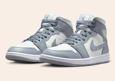 Nike Air Jordan 1 Mid Shoes Stealth Sail Grey White BQ6472 Nike Air Jordan 1 Mid Shoes Stealth Sail Grey White BQ6472