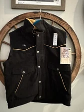 New Wyoming Traders Nevada Vest, Black Wool NWT Country Western Wear Large L