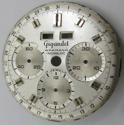 Gigandet Wakmann chronograph Watch 3 registers  valjoux 72c watch part Ø 33.3 mm