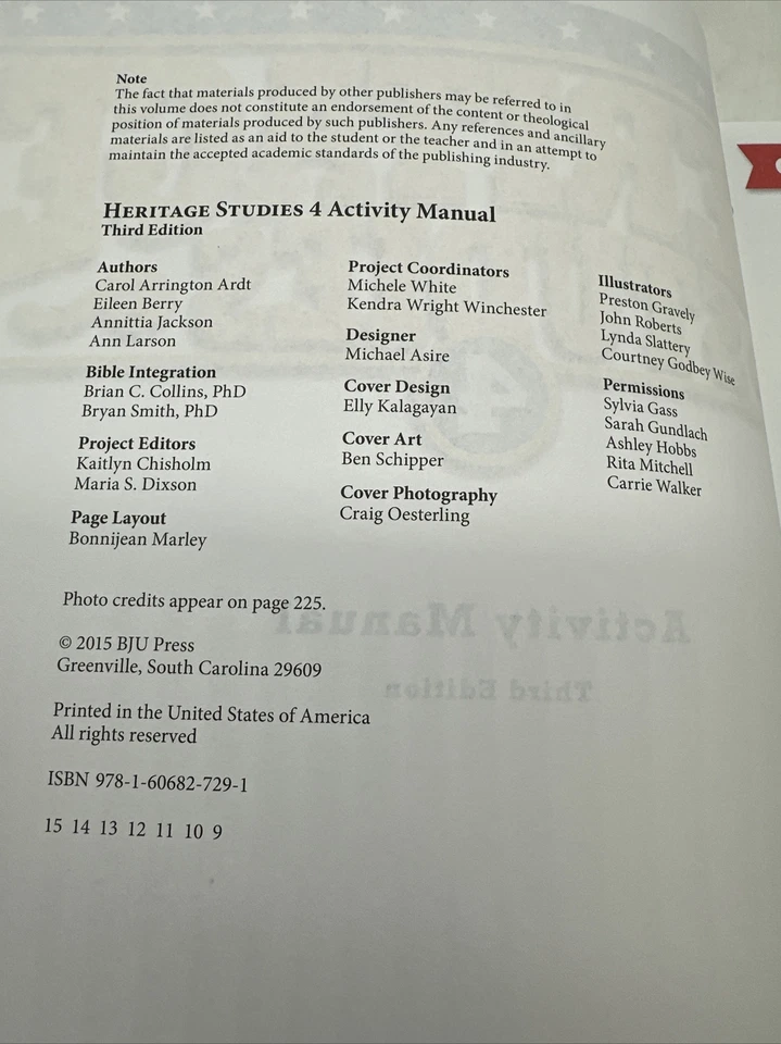 Bob Jones Heritage Studies 4 Student Activities (3rd Edit) 4th Grade History NEW - Image 2 of 4