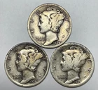 1924, 1924-D and 1924-S 10C Mercury Dimes 90% Silver