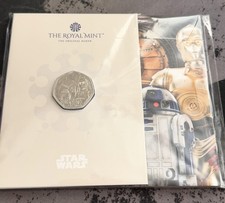 2023 Star Wars R2-D2 and C-3PO 50p Fifty Pence Coin BU Royal Mint Pack BU5