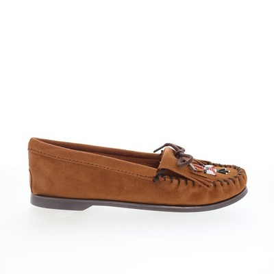 Minnetonka Thunderbird Boat Moc 173 Womens Brown Suede Loafer Flats Shoes