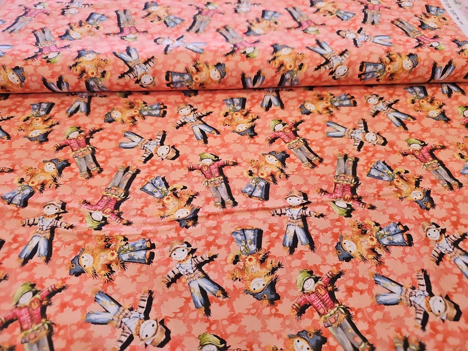 Tela de algodón Golden Days espantapájaros otoño cosecha acolchado en blanco por yarda   Foto 3 de 4