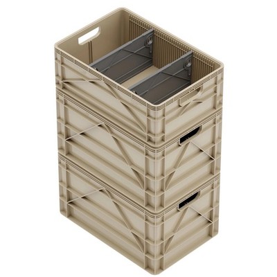 SIDIO Crate Basic Pack - 2 Full-Size & 1 Half-Size Heavy Duty Stackable Stora...