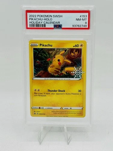 Pokemon Pikachu 2022 Holiday Calendar Black Star Promo PSA 8 Near Mint SWSH153
