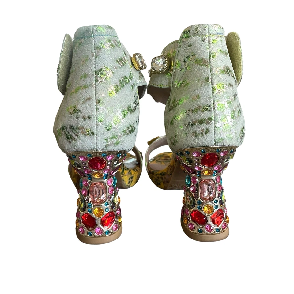 L'ARTISTE SPRING STEP Jewell-Y Size 37 Leather Embellished Heel Platform Sandals - Image 4 of 4