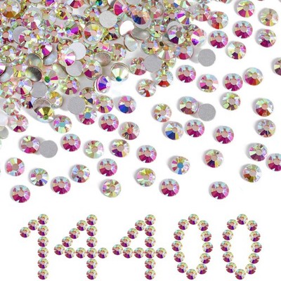 Flatback Rhinestones Bulk,14400pcs White AB Rhinestones for Nails Crafts Clot...