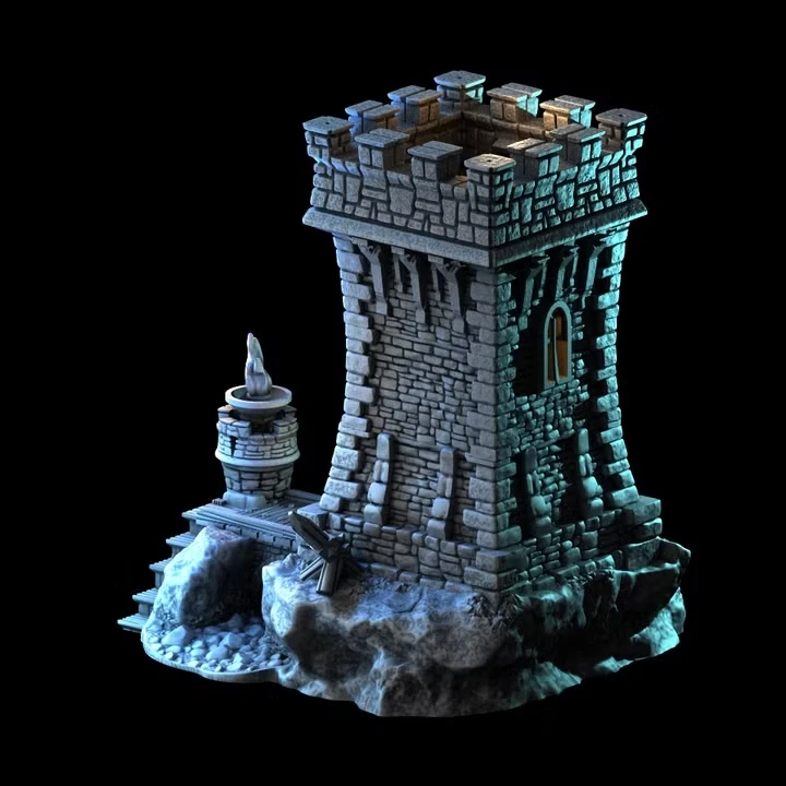 Tabletop Gelände Gebäude Mysteriöser Fantasy Turm Unbemalt 28mm