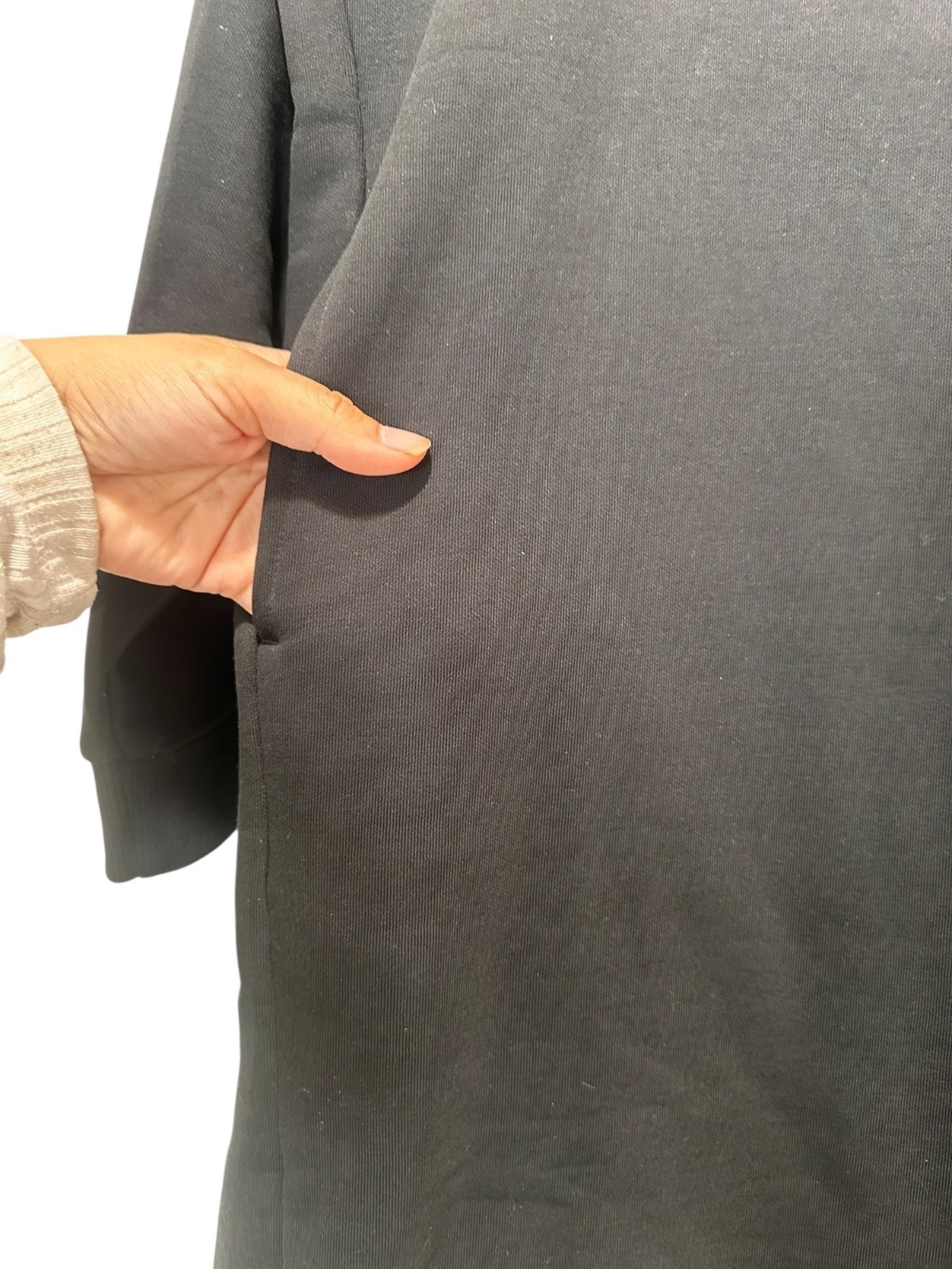 Pact Organic Cotton BLend Courtside Sweatshirt Dress Large Womens Black Fleece