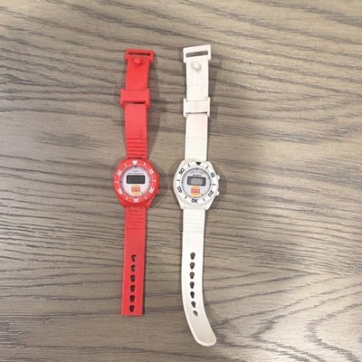Burger King Sports Kids Lot of 2 Digital Quartz Watches Red/White Plastic
