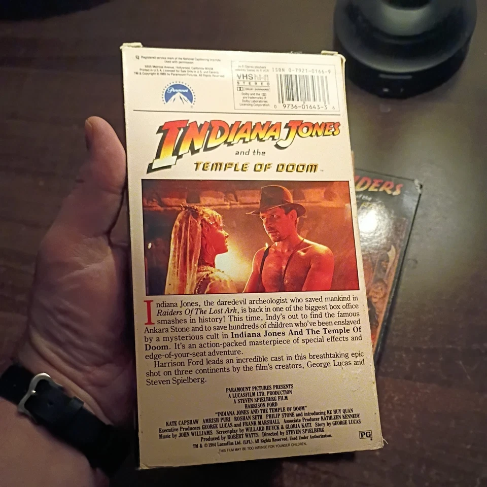 Indiana Jones Trilogy VHS Raiders of Lost Ark Temple of Doom Last Crusade 1989 - Image 3 of 4
