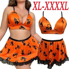 Plus Size Women Lingerie Sexy Bra Mini Skirt Set Sleepwear Underwear Pajamas Set